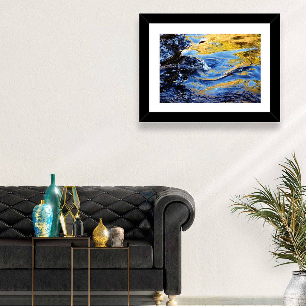 Flowing Stream with Golden Reflections Wall Art
