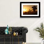 Cowboy Silhouette at Golden Sunset Wall Art