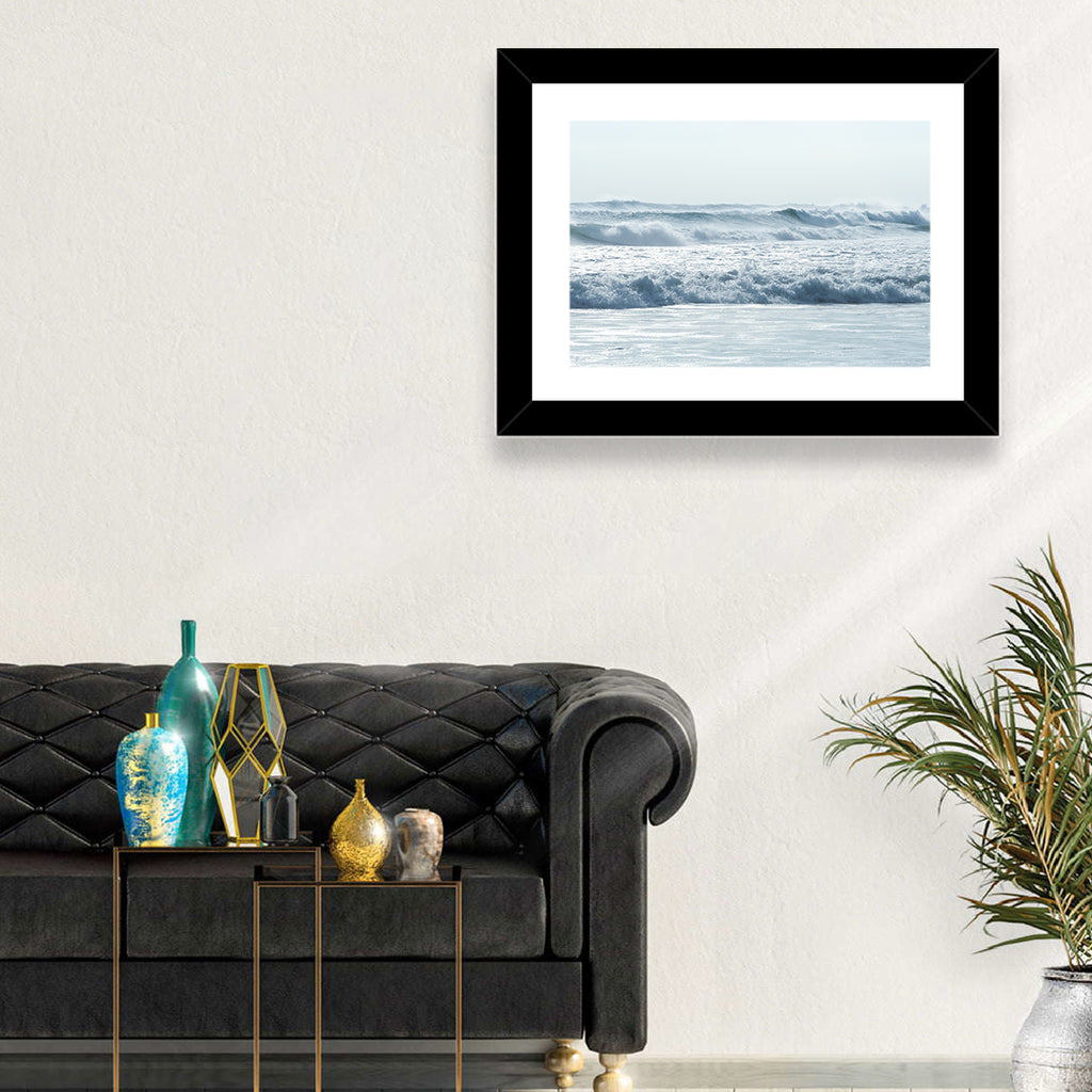 Misty Horizon Ocean Waves Wall Art
