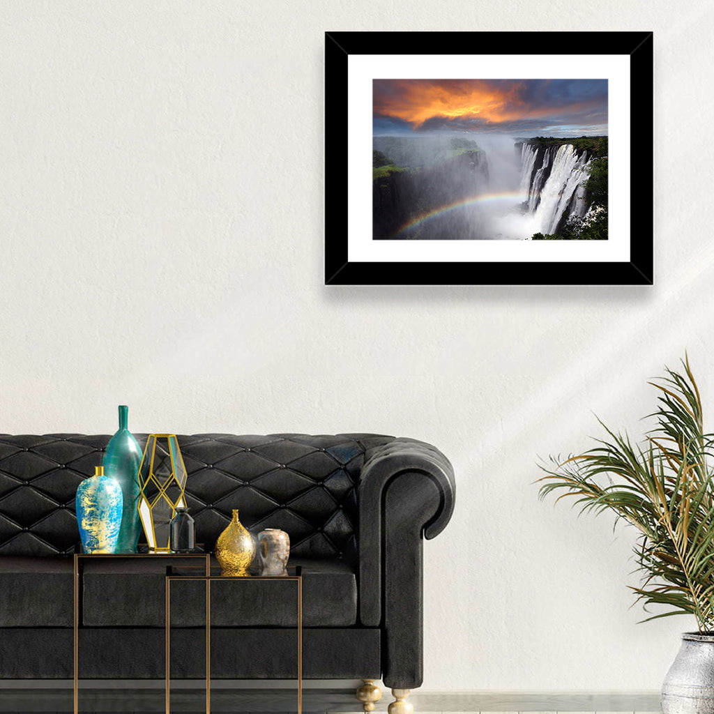 Victoria Falls Rainbow at Dusk Wall Art