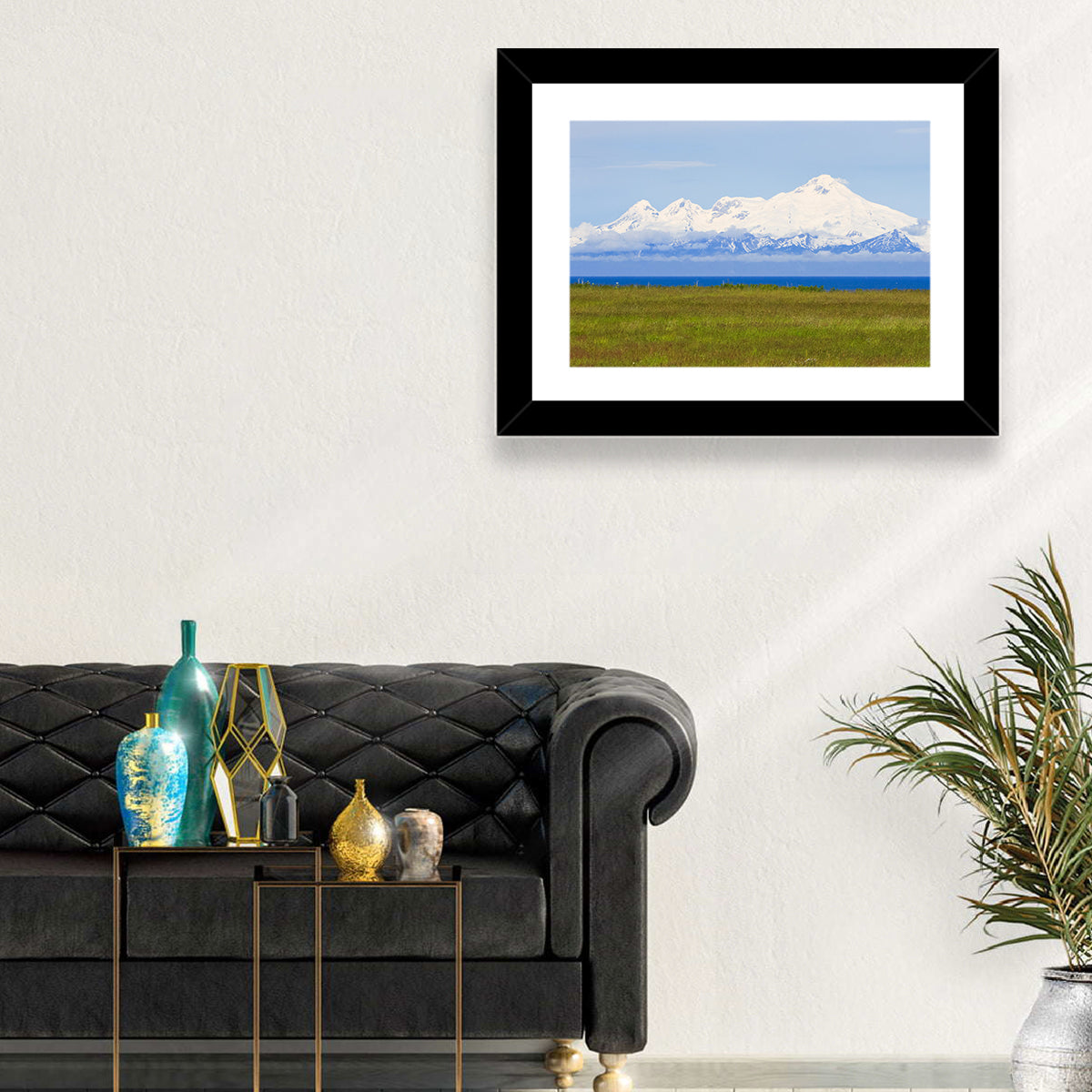 Mount Iliamna Volcano Wall Art in a room, landscape