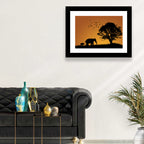 Elephant Family at Golden Sunset Wall Art