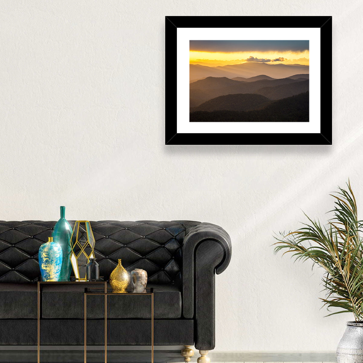 Southern Appalachian Sunset Wall Art in a room, landscape