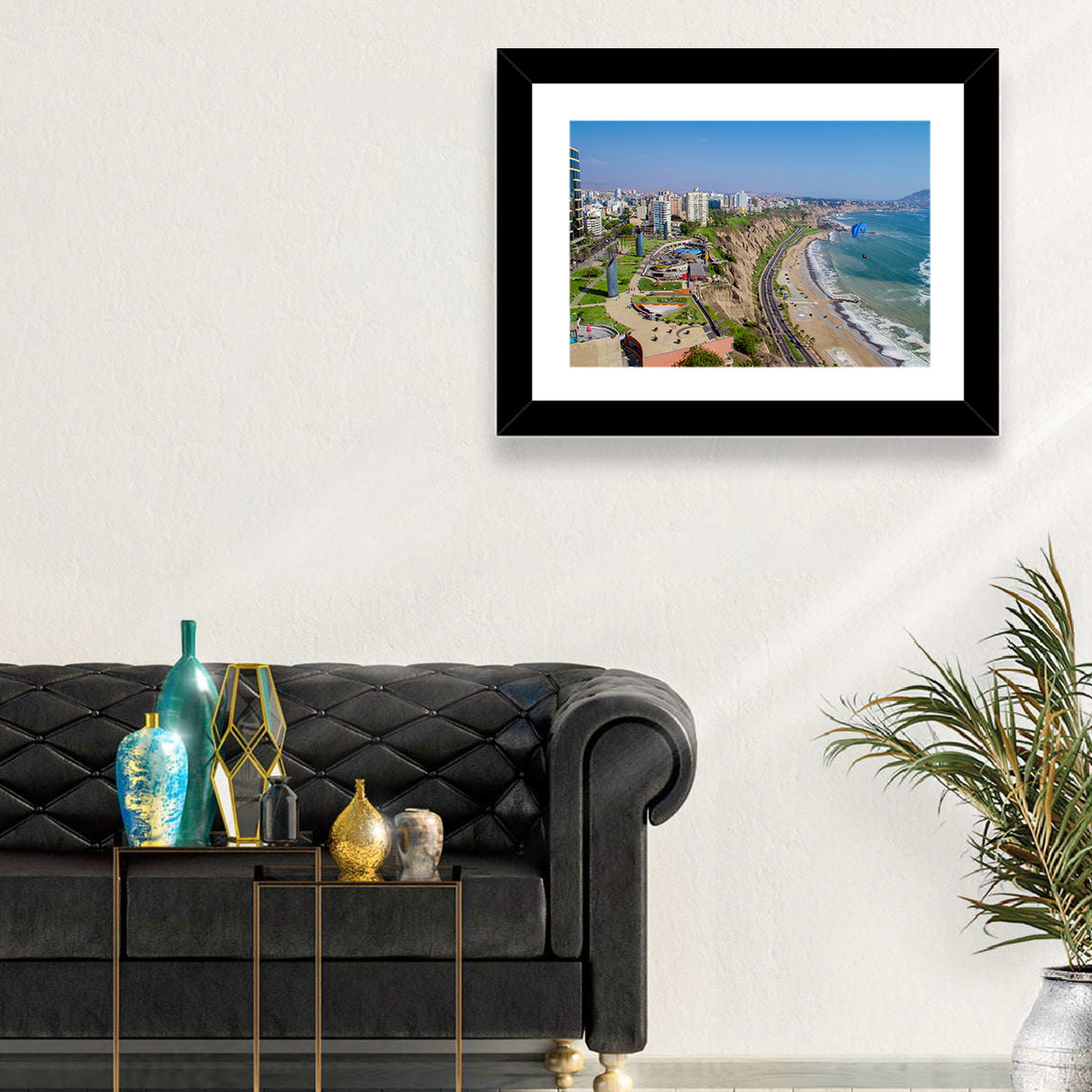 Miraflores Park Coastline Wall Art in a room, landscape