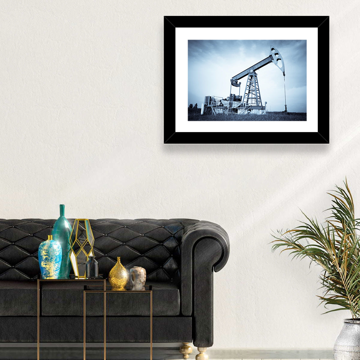 Oil Pump Jack 1211 Wall Art in a room, landscape