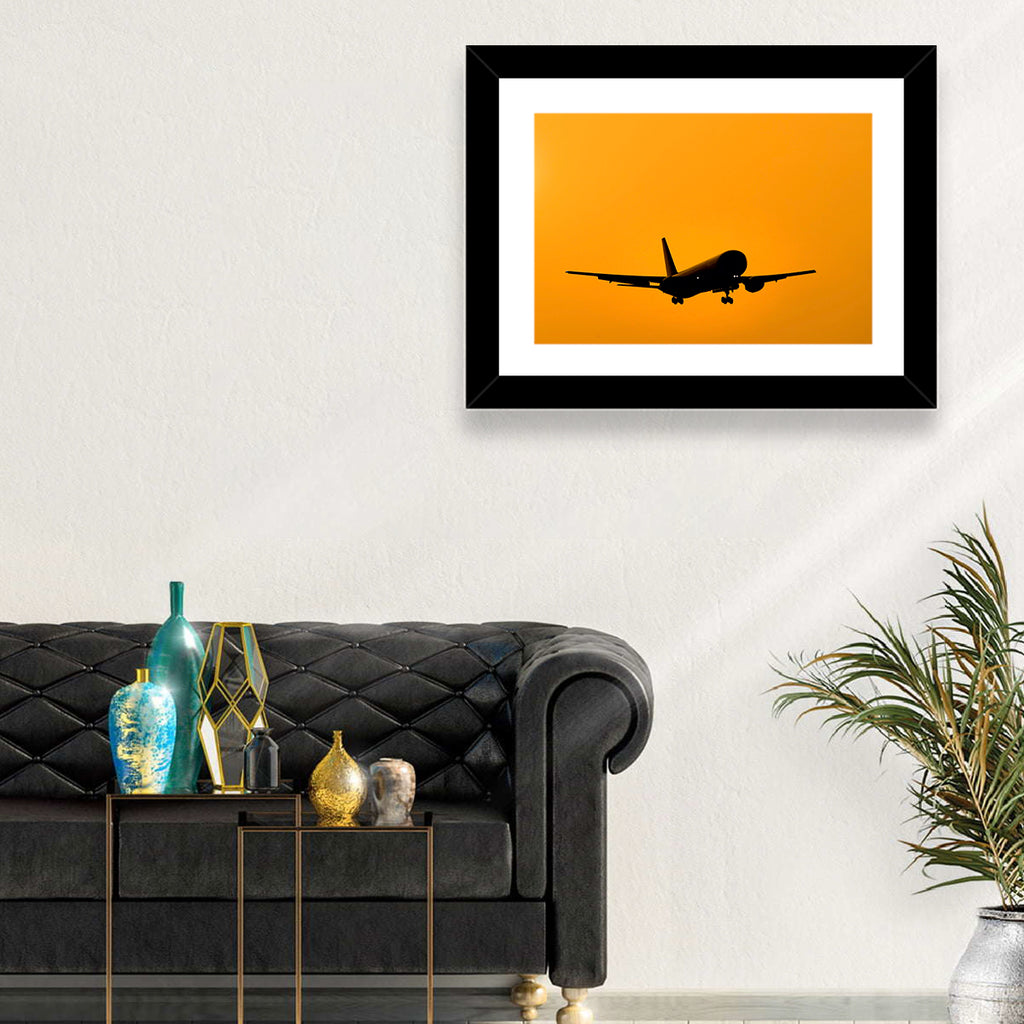 Golden Hour Airliner Silhouette Wall Art