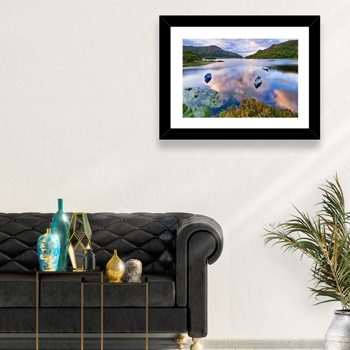 Lough Leane Rowboats at Dusk Wall Art in a room, landscape