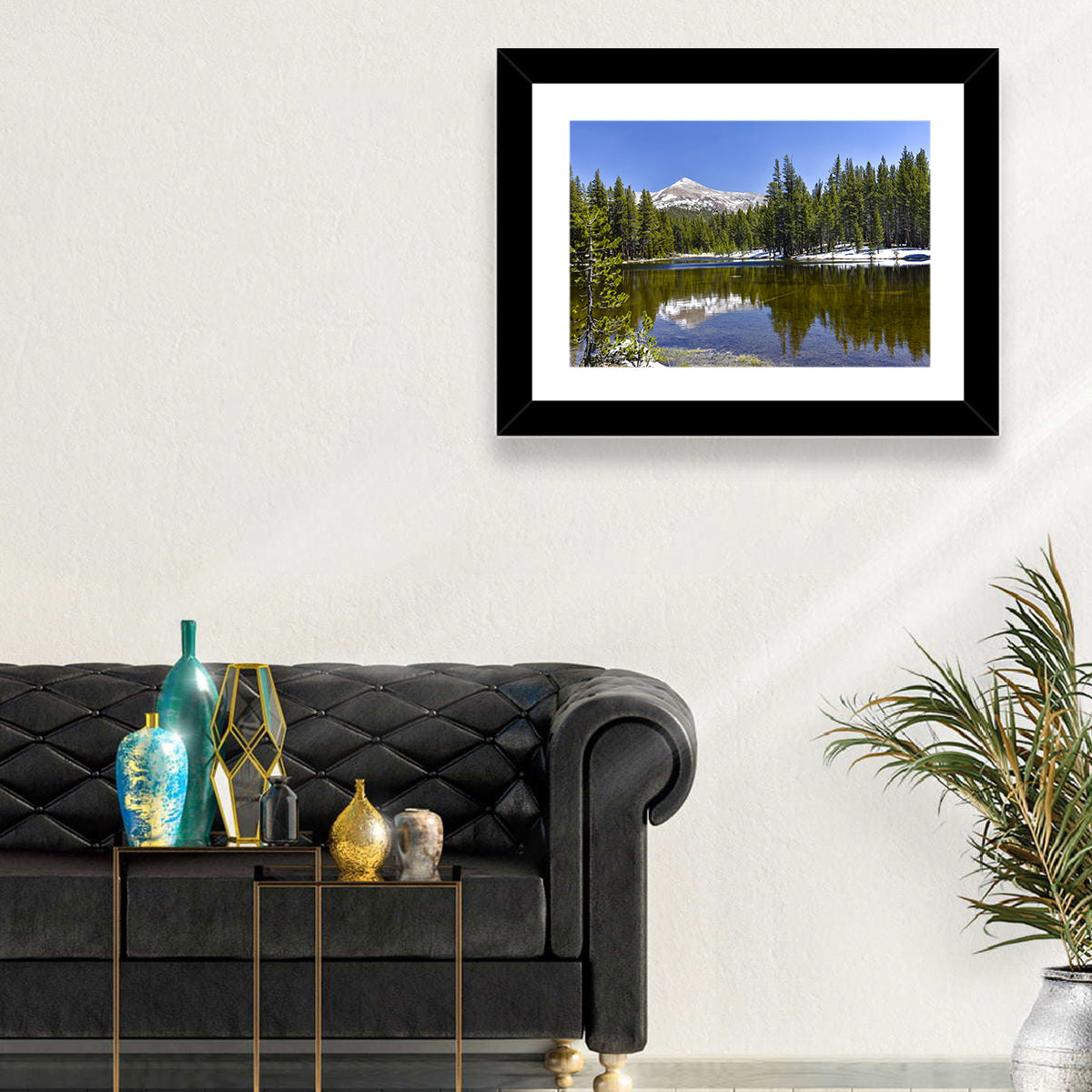 Yosemite Mountain Reflection Wall Art in a room, landscape