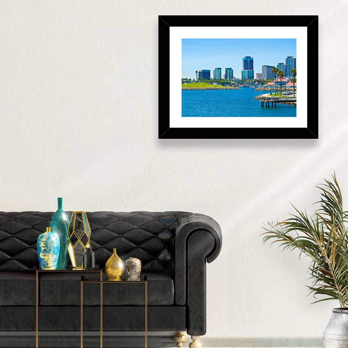 Long Beach Rainbow Harbor Skyline Wall Art