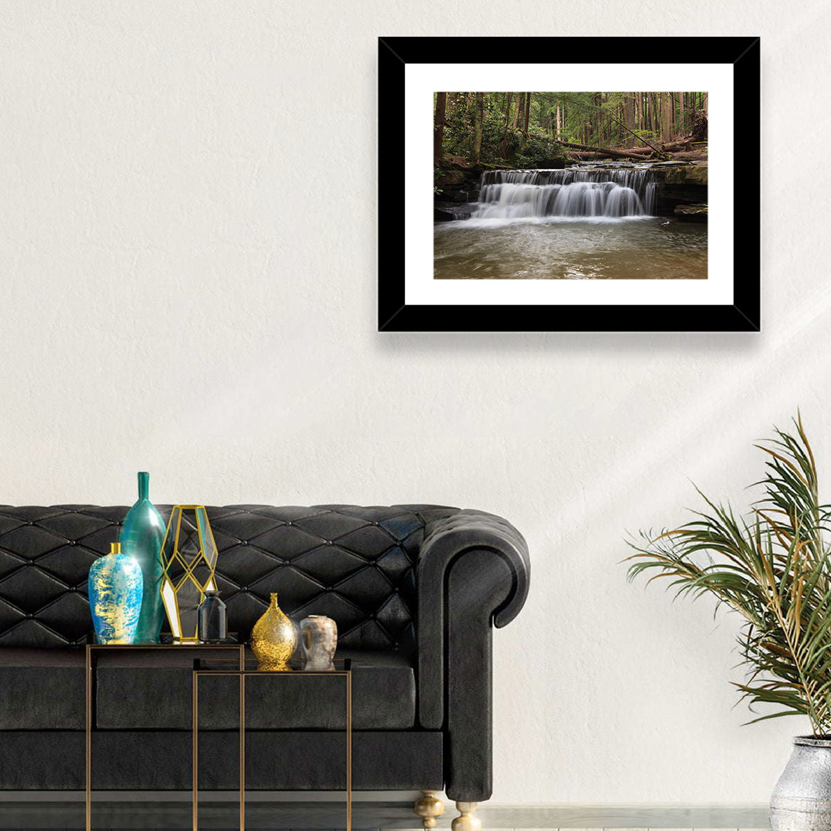 Tolliver Waterfall Wall Art in a room, landscape