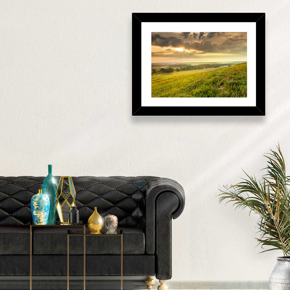 Kansas Tallgrass Prairie Wall Art in a room, landscape