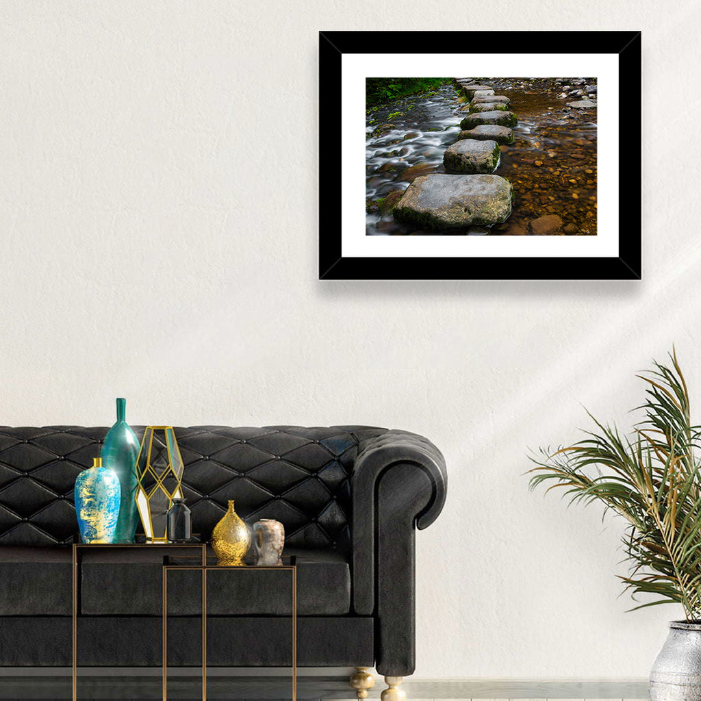 Mossy Stepping Stones Over Stream Wall Art