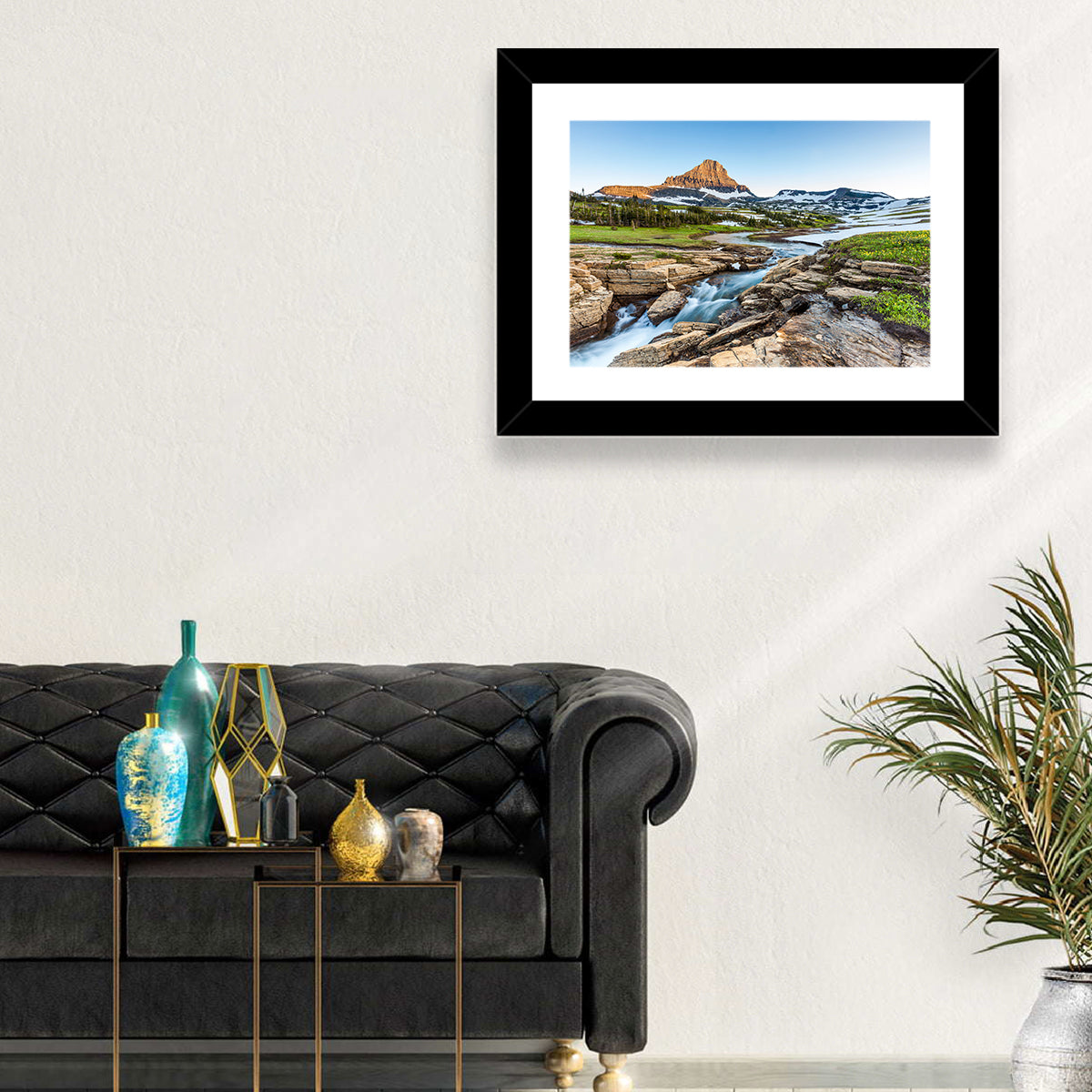 Logan Pass Golden Hour Wall Art in a room, landscape