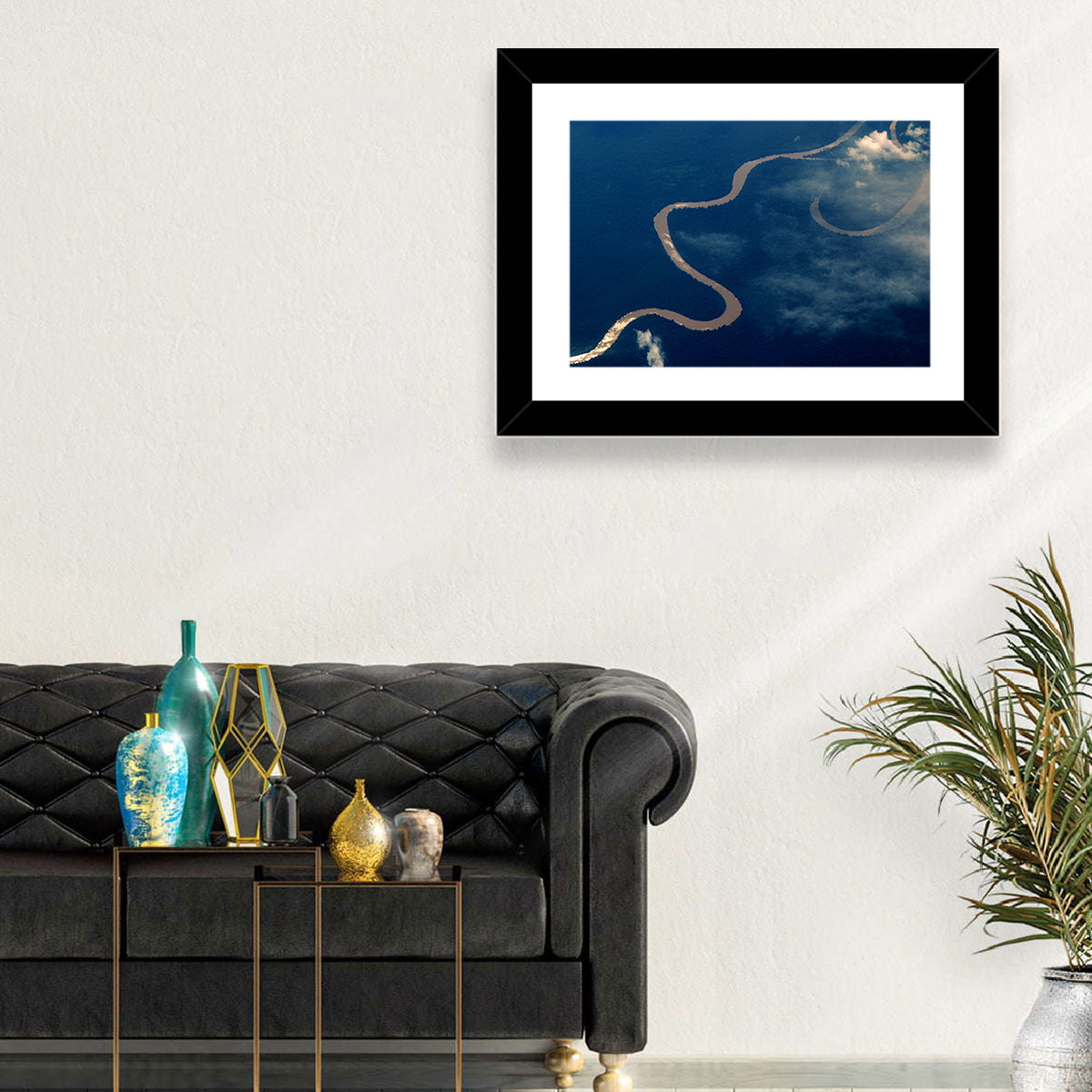 Sunlit Meander of the Amazon River Wall Art in a room, landscape