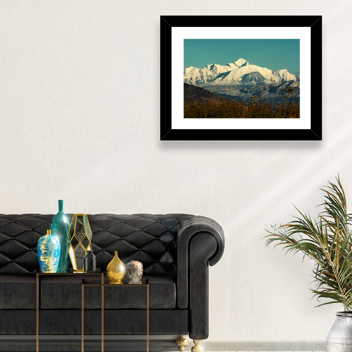Snowy Mont Blanc Wall Art in a room, landscape