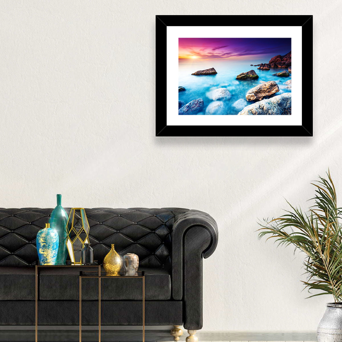 Rocky Beach Sunset Wall Art