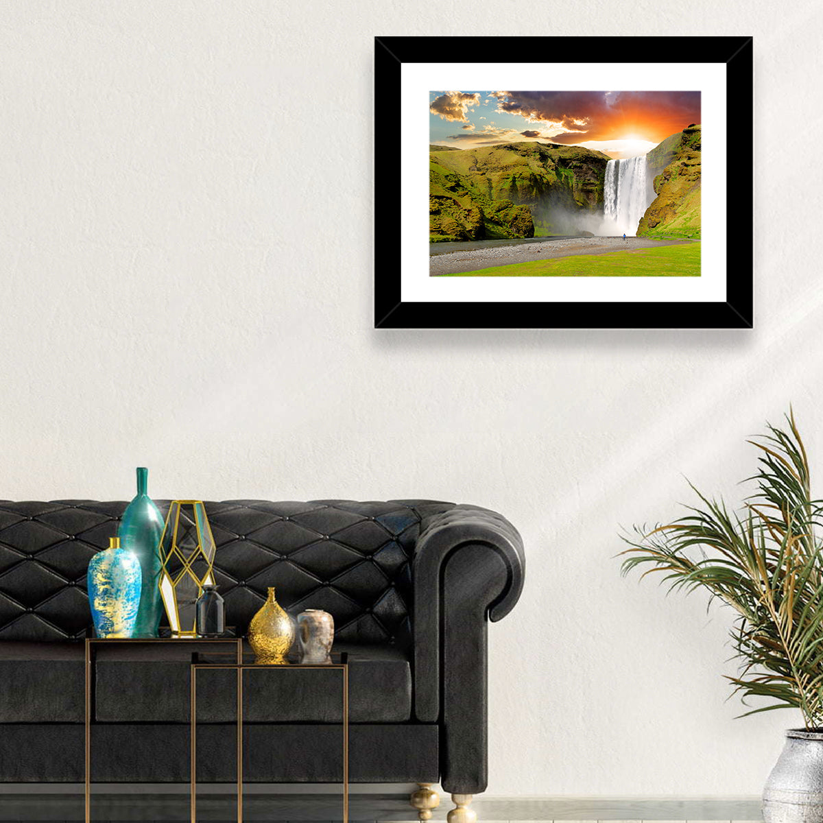 Skógafoss at Sunset Wall Art