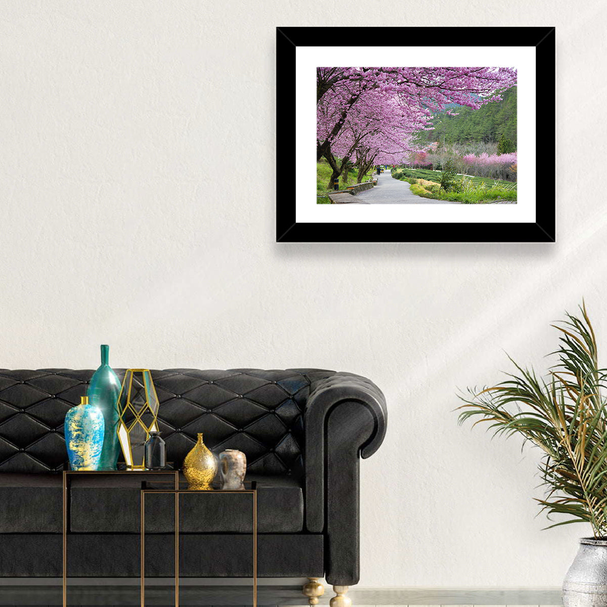 Sakura Garden Taiwan Wall Art in a room, landscape