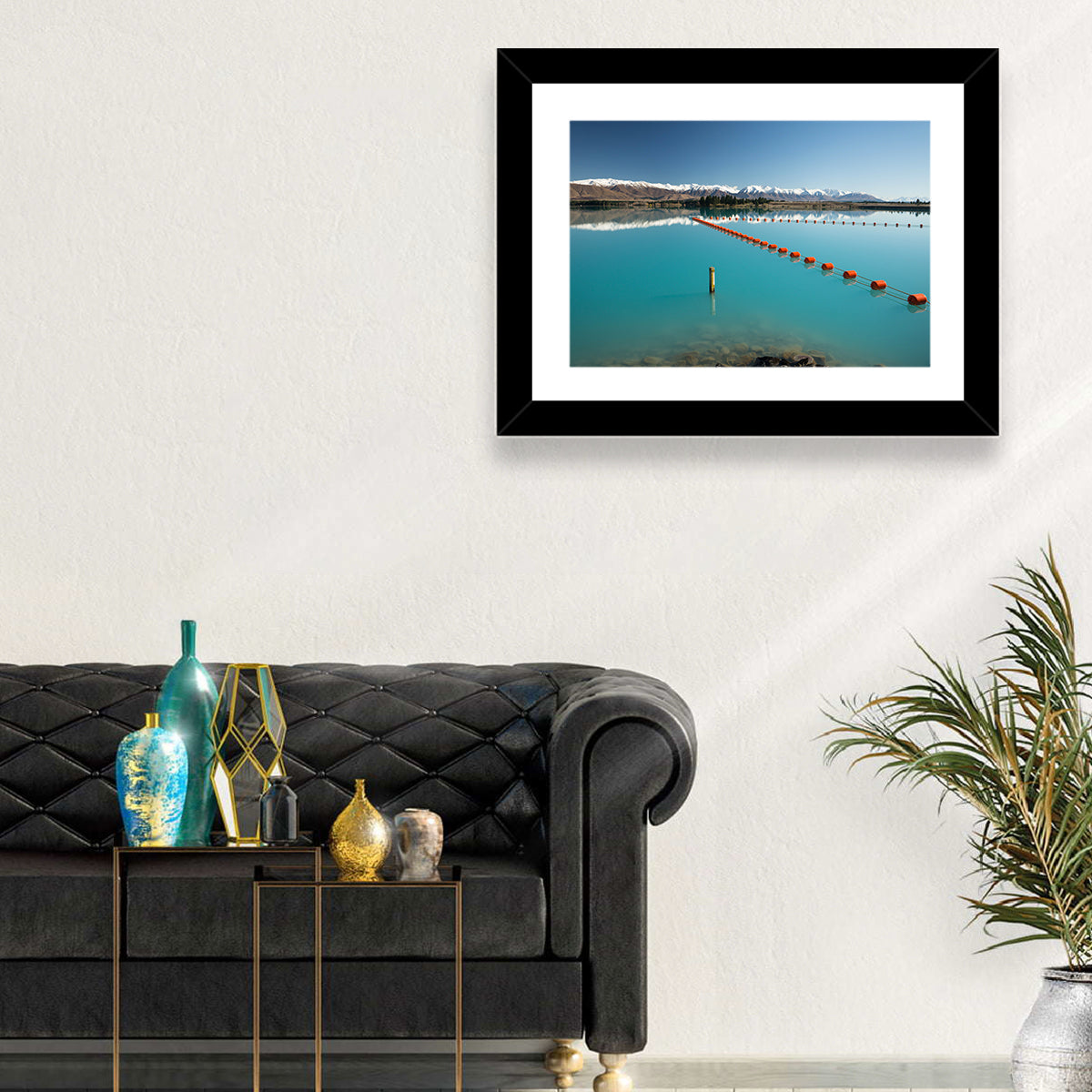 Lake Ruataniwha Reflection Wall Art in a room, landscape