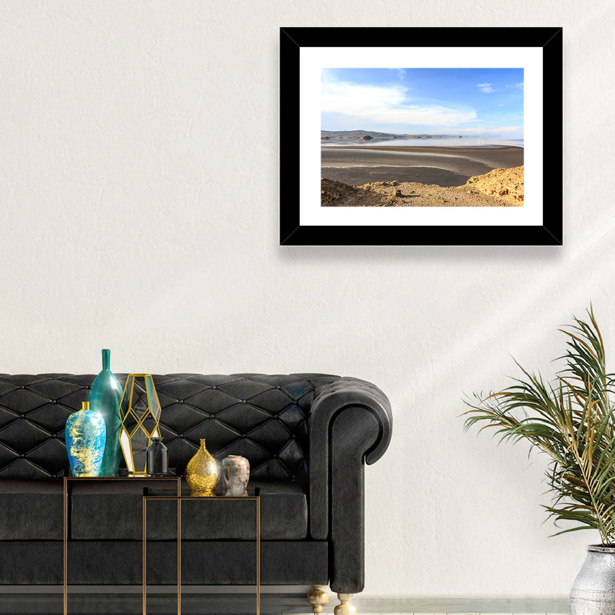 Lake Natron Flamingos Wall Art in a room, landscape