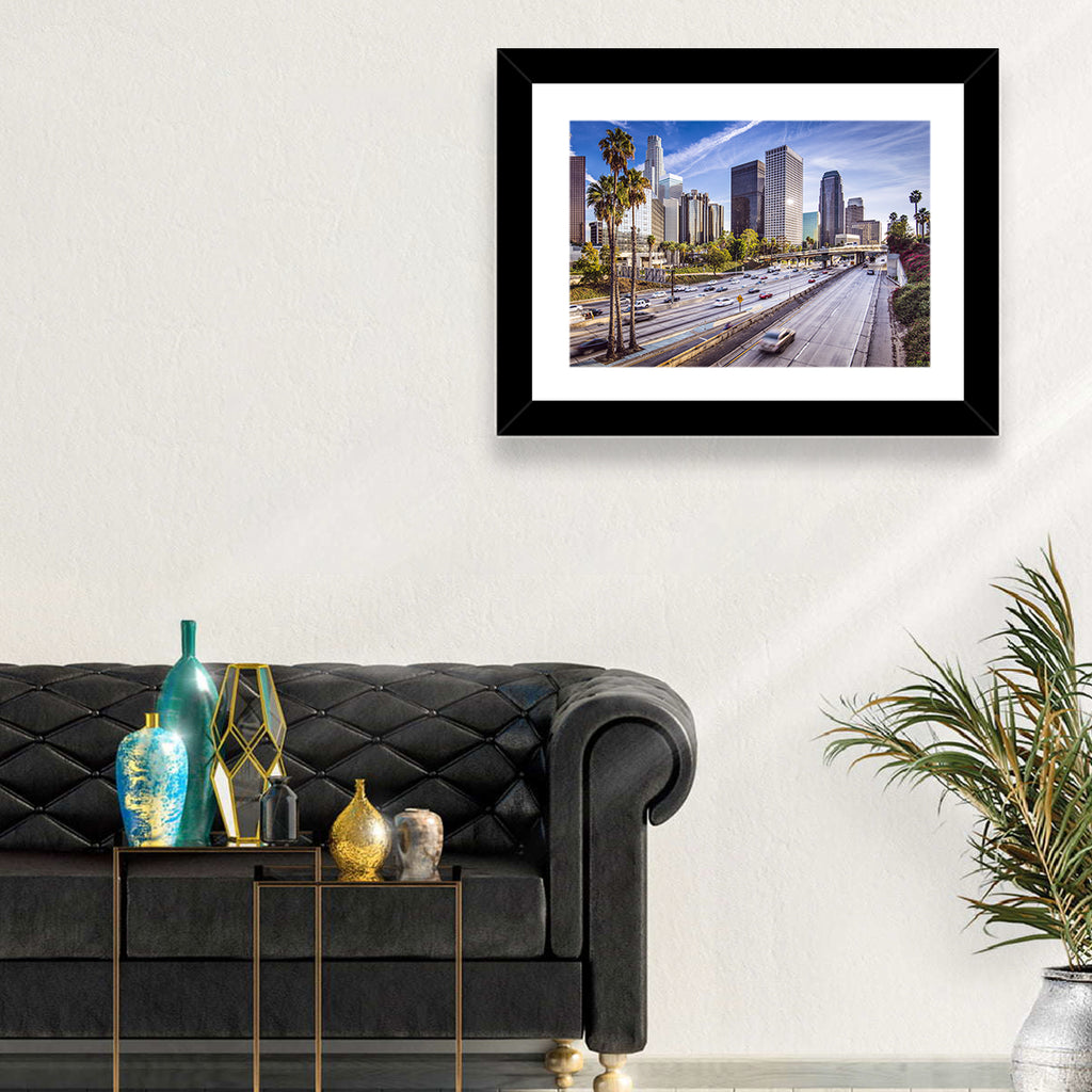 Los Angeles Freeway to Downtown Skyline Wall Art