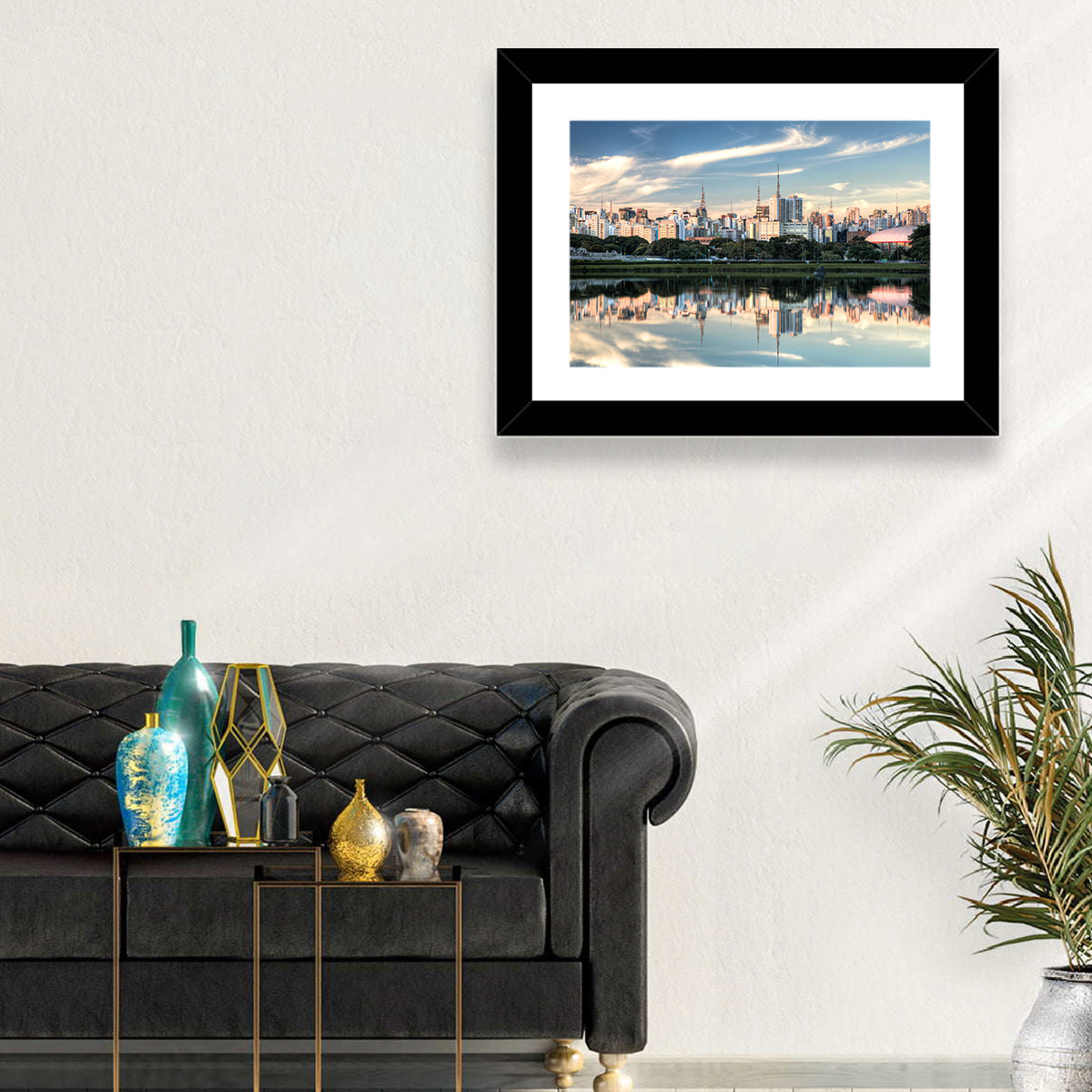 Ibirapuera Park Golden Hour Reflection Wall Art in a room, landscape