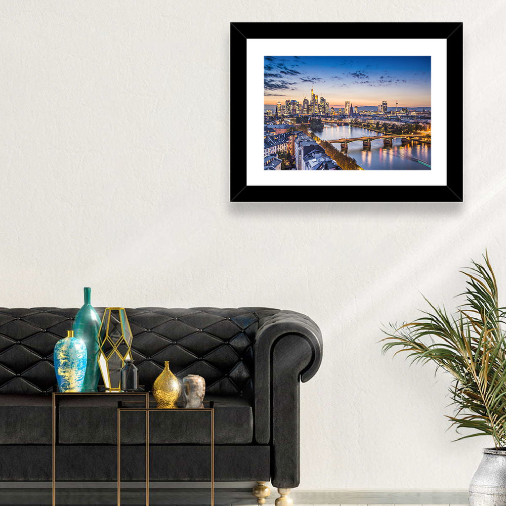 Frankfurt Twilight Skyline Wall Art