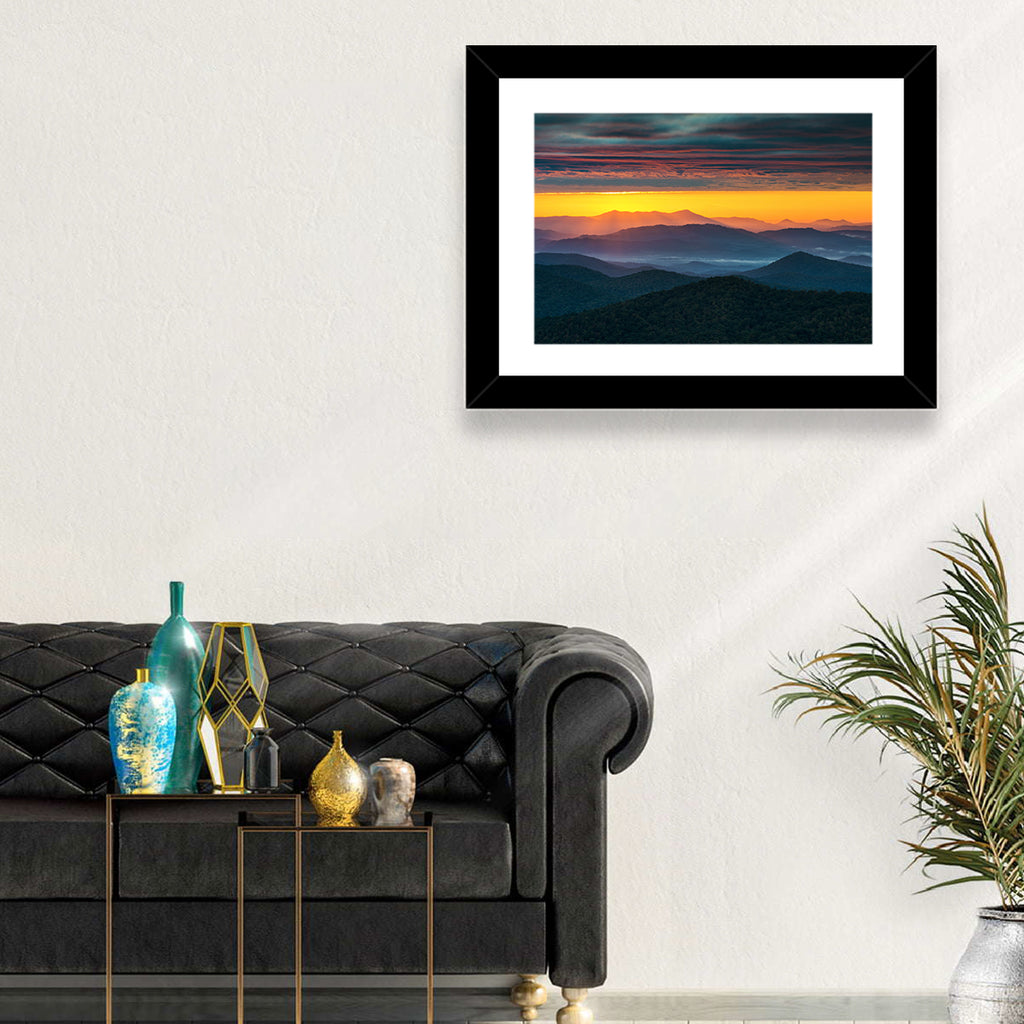 Misty Blue Ridge Sunrise North Carolina Wall Art