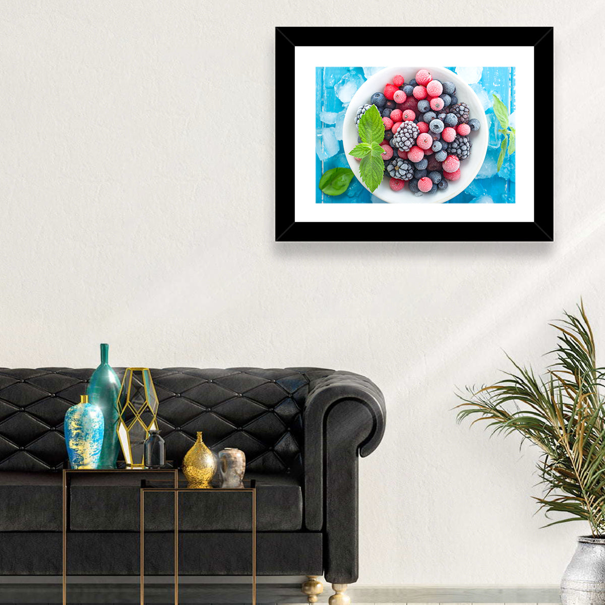 Frozen Berry Bowl Wall Art in a room, landscape