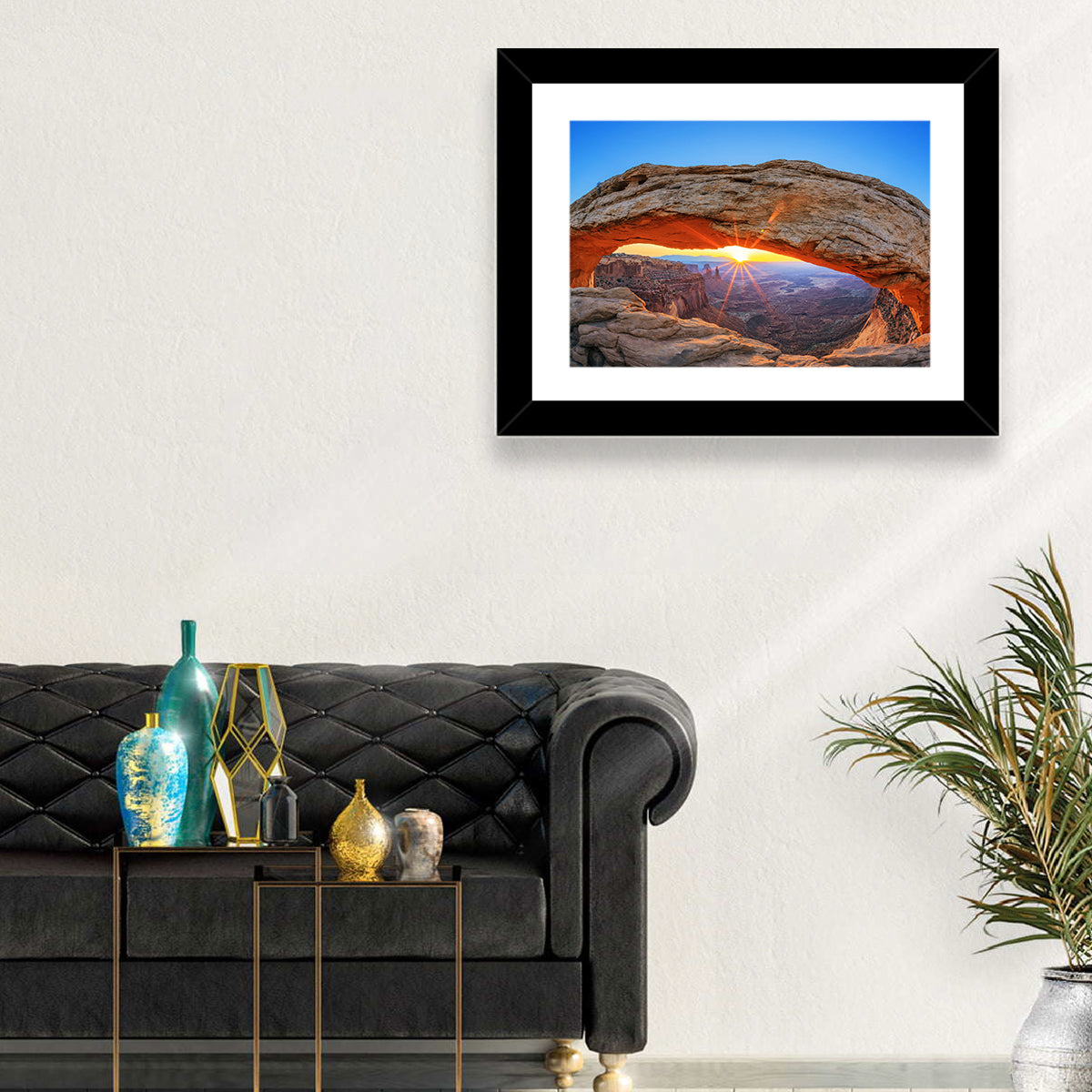 Mesa Arch Sunburst Wall Art in a room, landscape