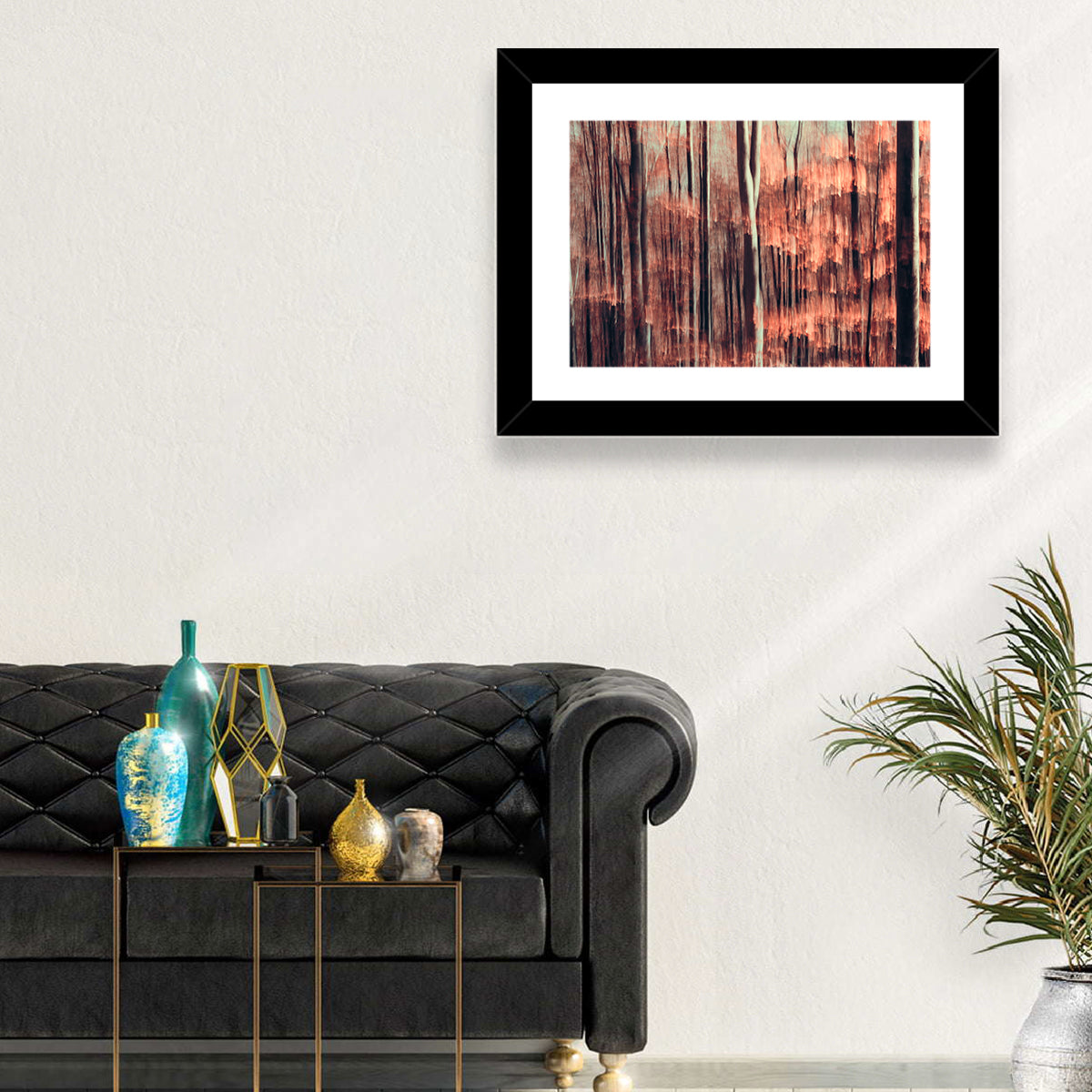 Autumn Forest Blur Wall Art in a room, landscape