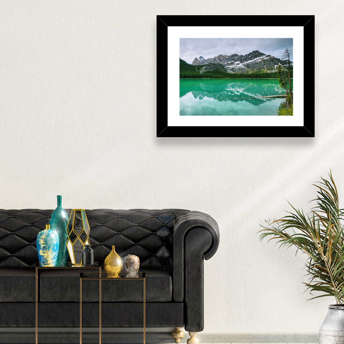 Lake O'hara Reflection Wall Art in a room, landscape