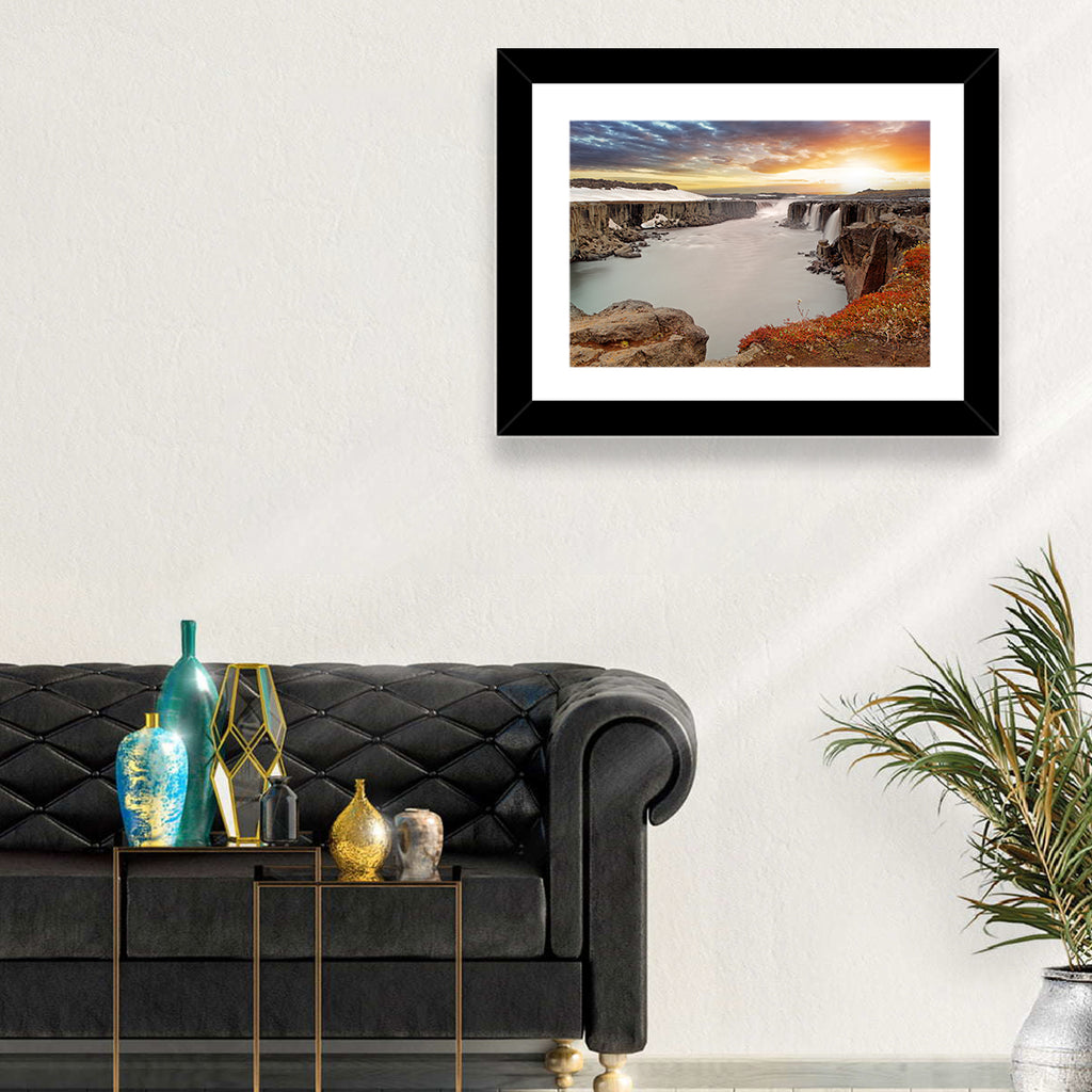 Selfoss Waterfall at Sunset Wall Art