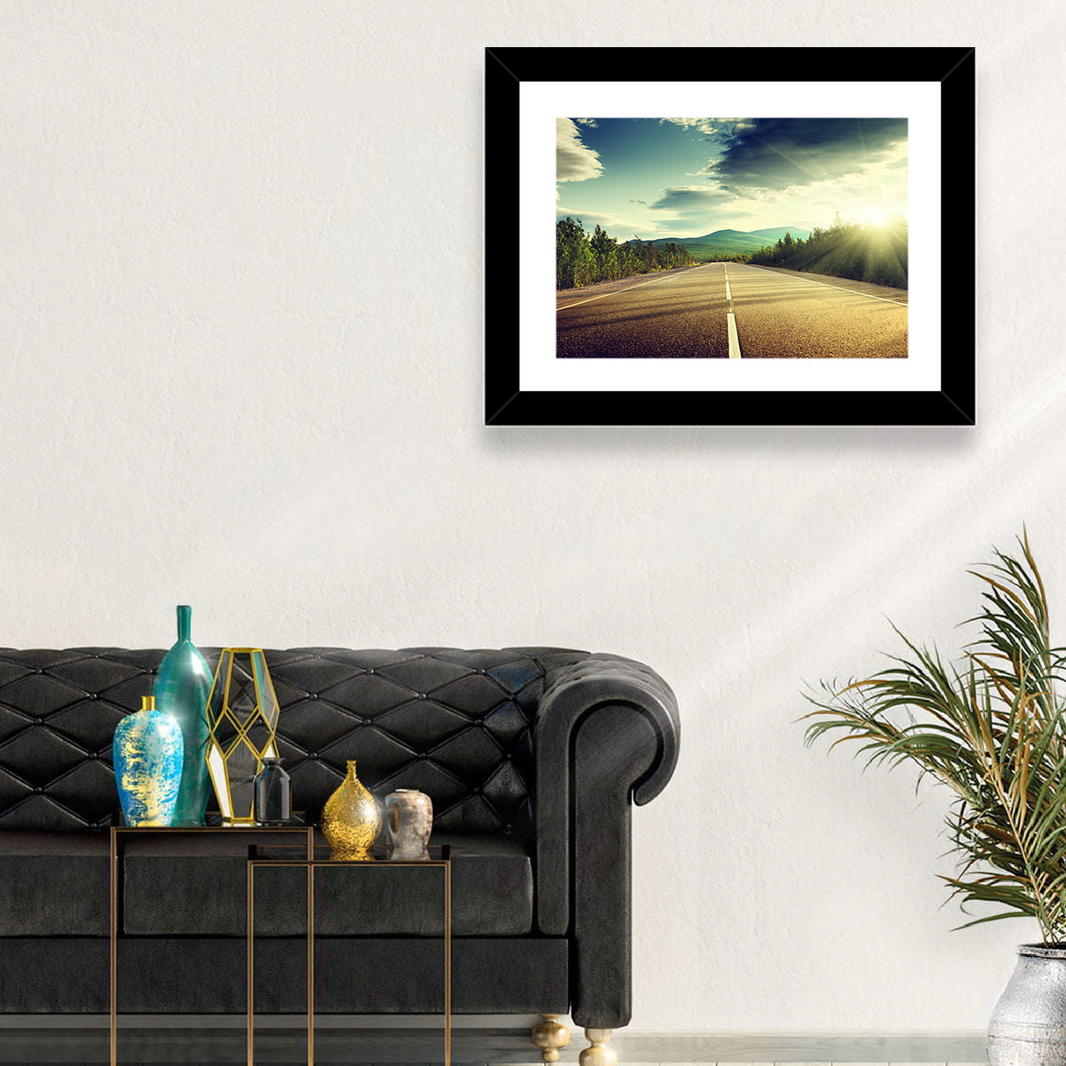 Sunlit Asphalt Road Wall Art