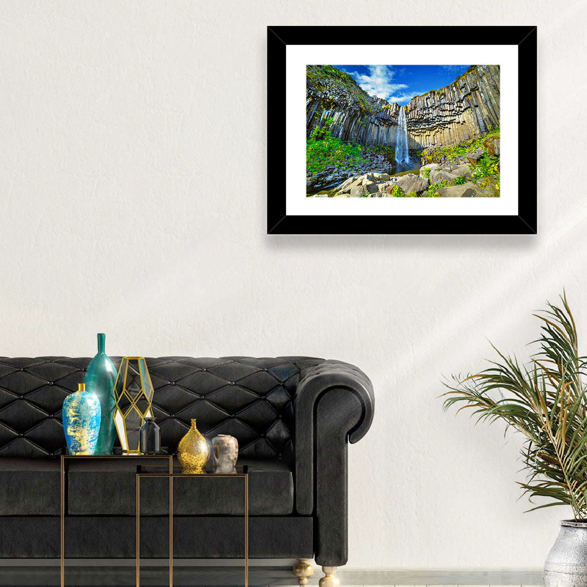 Svartifoss Basalt Falls Wall Art in a room, landscape