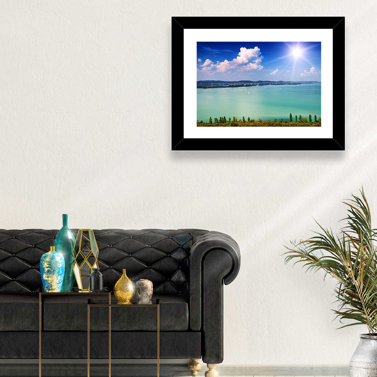 Tihany View Lake Balaton Wall Art in a room, landscape