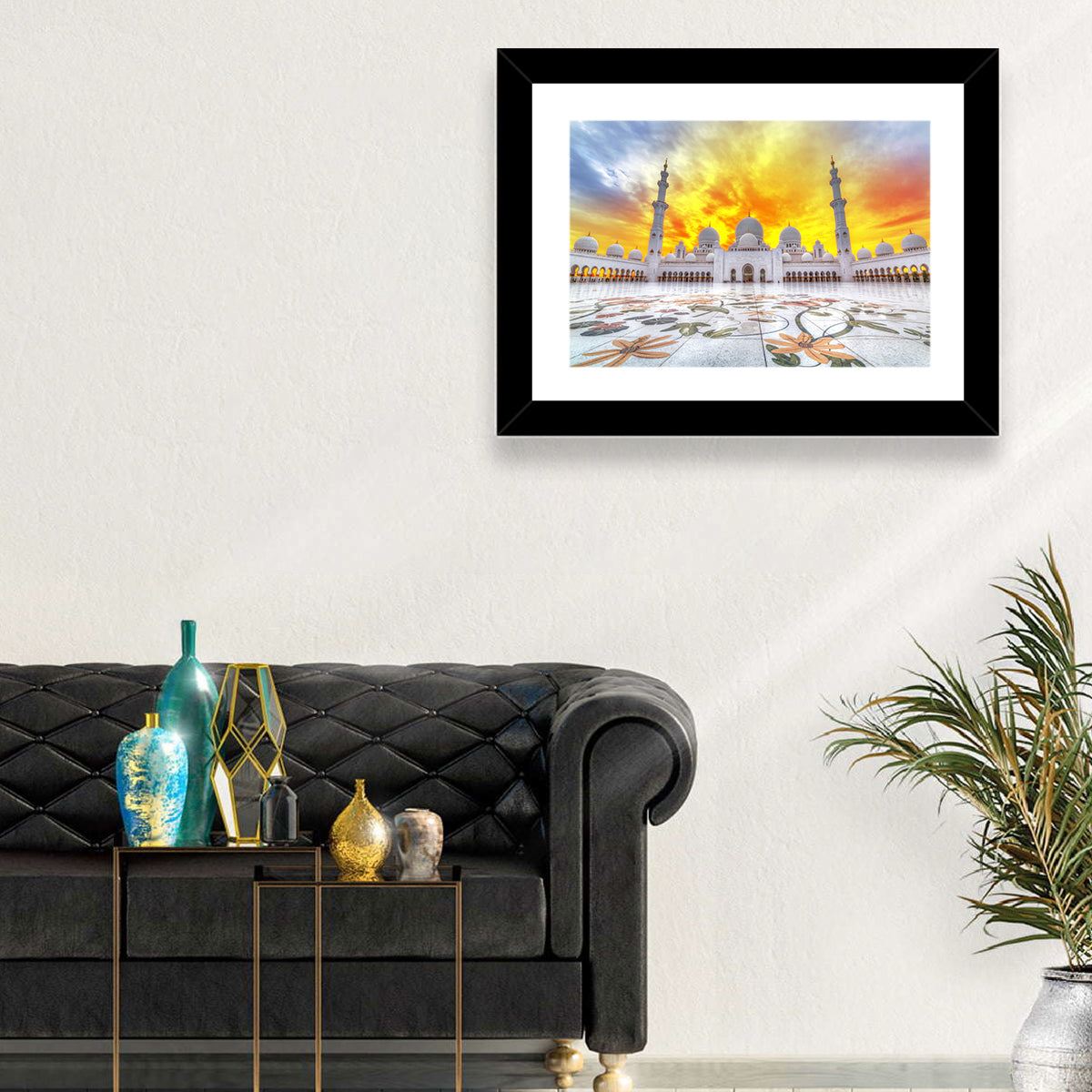 Sheikh Zayed Grand Mosque at Sunset Wall Art in a room, landscape