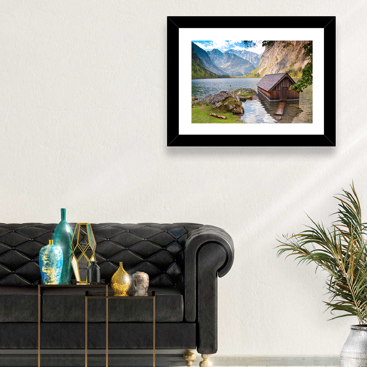 Obersee Boathouse at Königssee Wall Art in a room, landscape