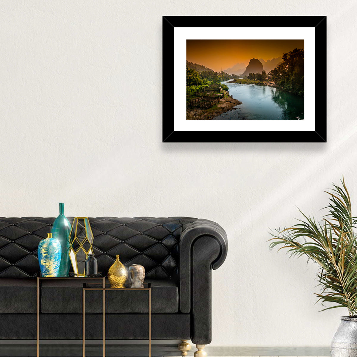 Nam Song River Wall Art in a room, landscape