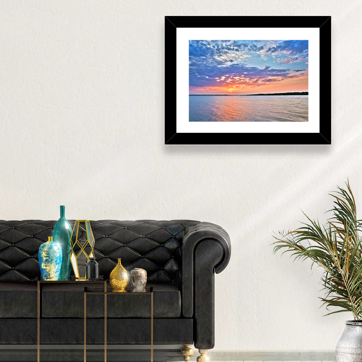 Cloudy Lake Sunset Wall Art