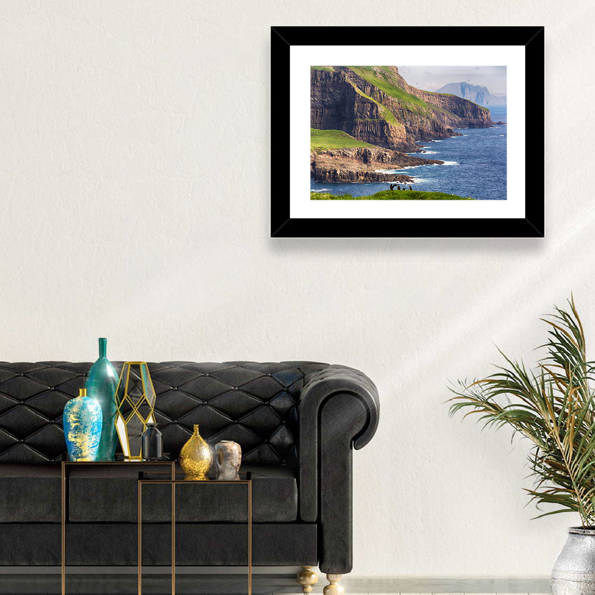 Mykines Cliffs, Faroe Islands Wall Art in a room, landscape