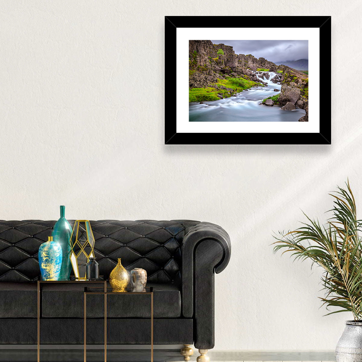 Öxarárfoss Stream, Þingvellir Wall Art in a room, landscape