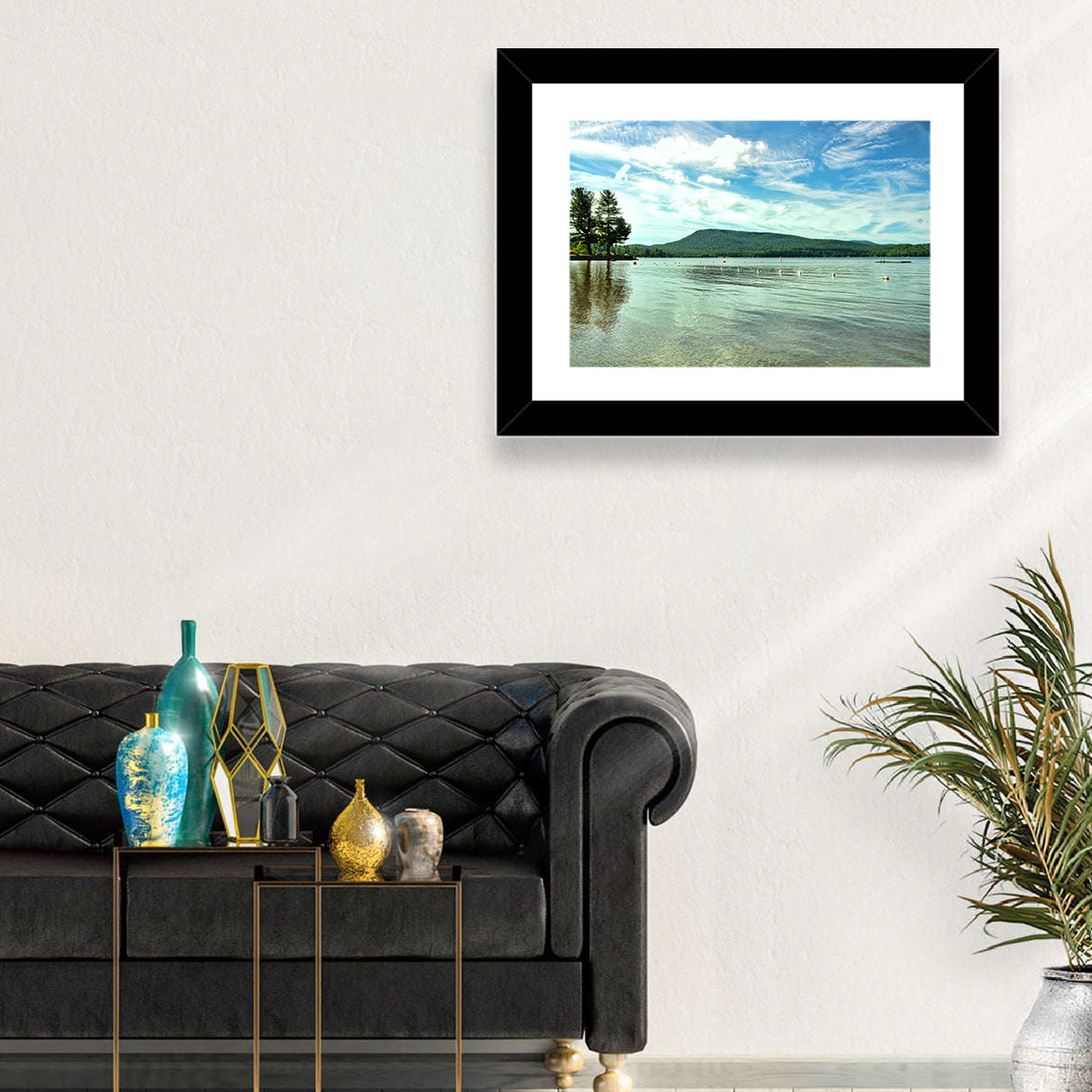Lake Pleasant Reflections Wall Art in a room, landscape