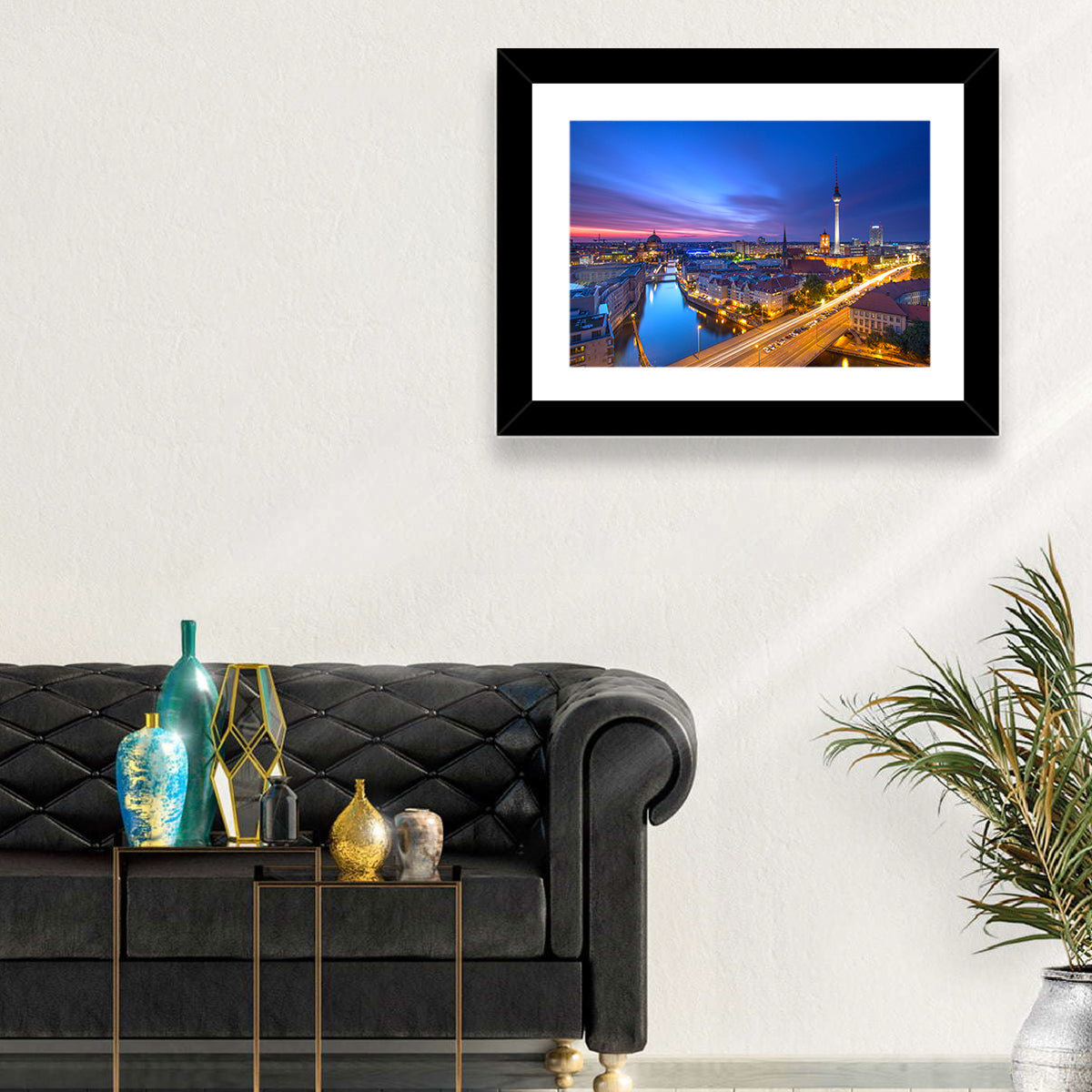 Berlin Skyline at Twilight Wall Art in a room, landscape