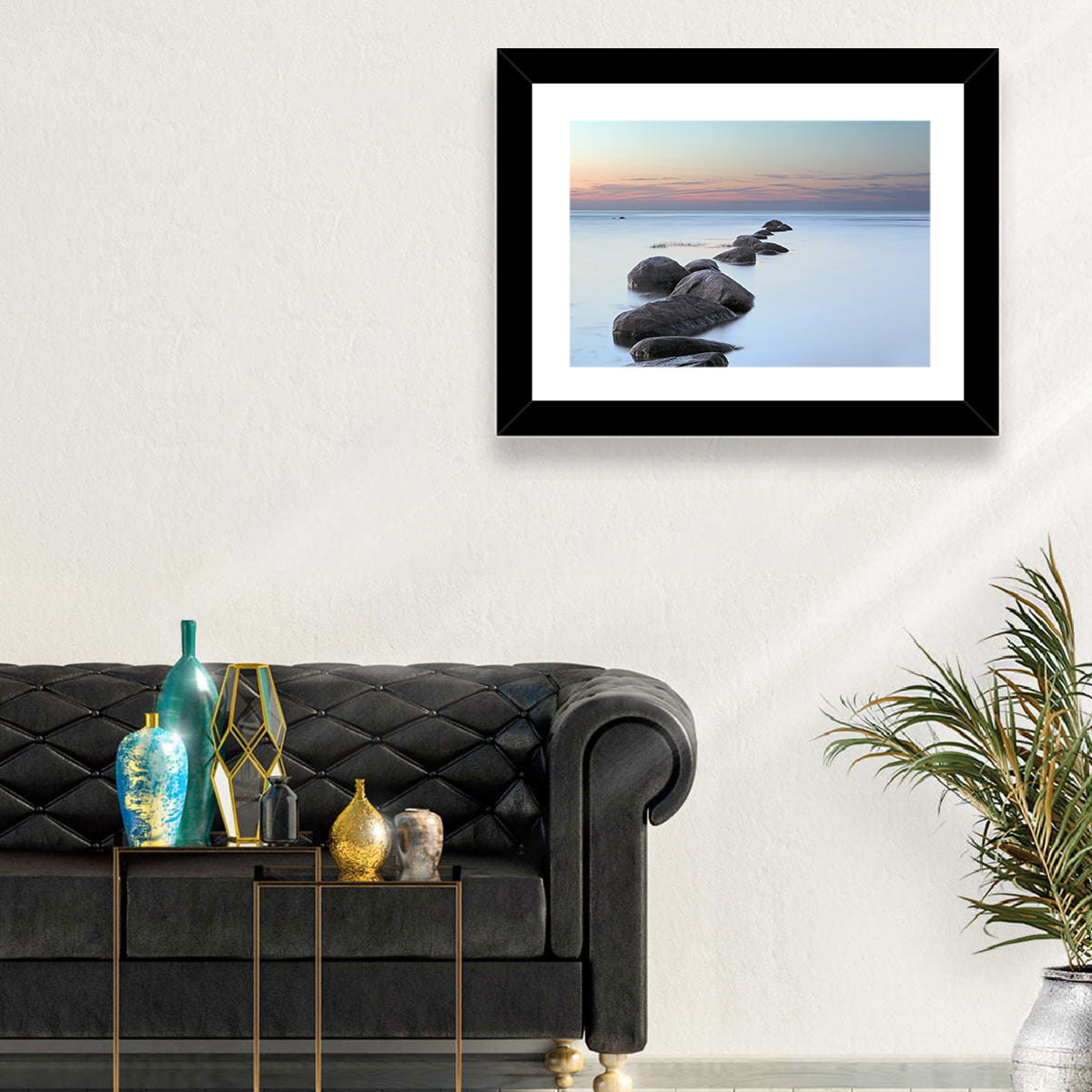 Baltic Sea Stones Wall Art in a room, landscape