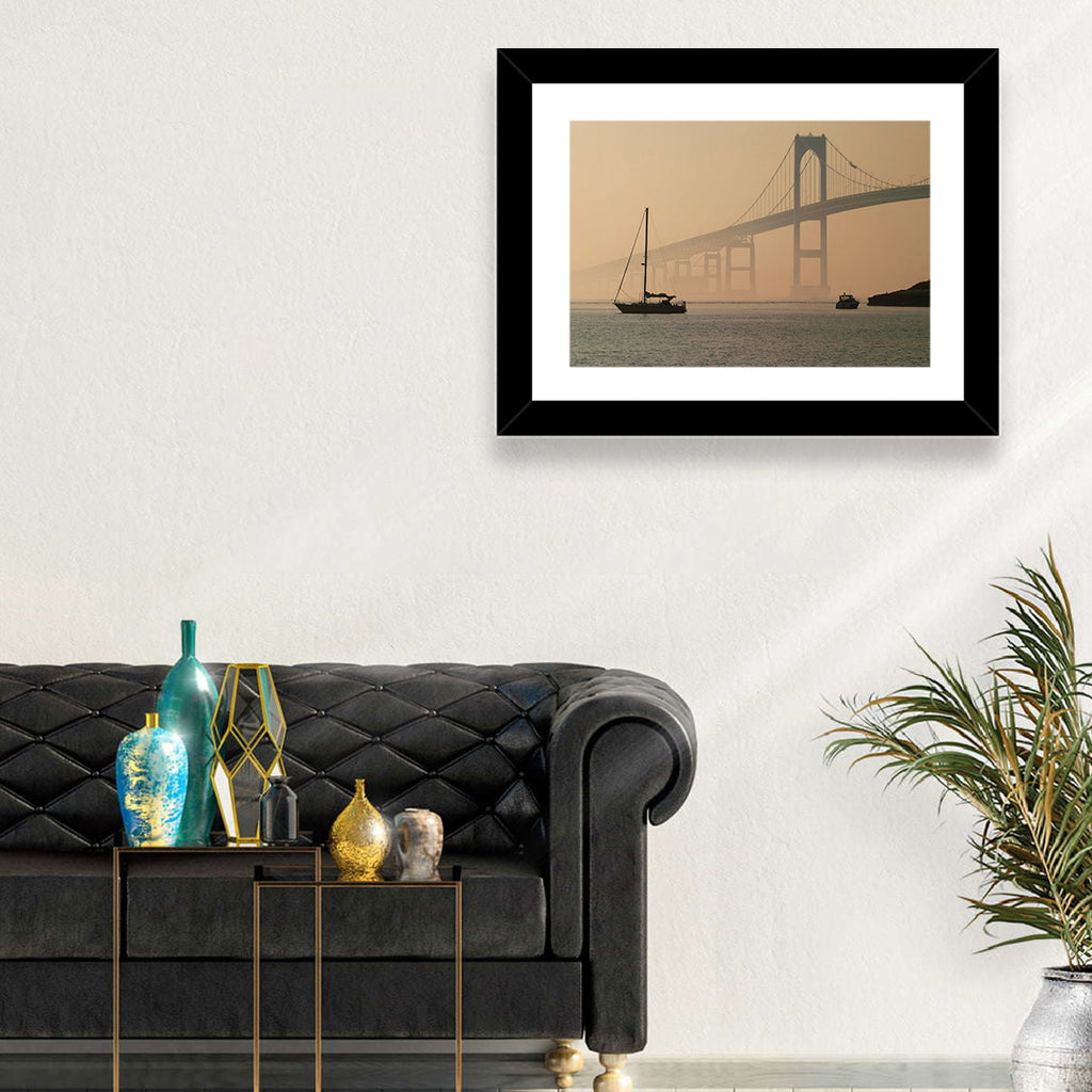 Newport Bridge in Golden Haze Wall Art