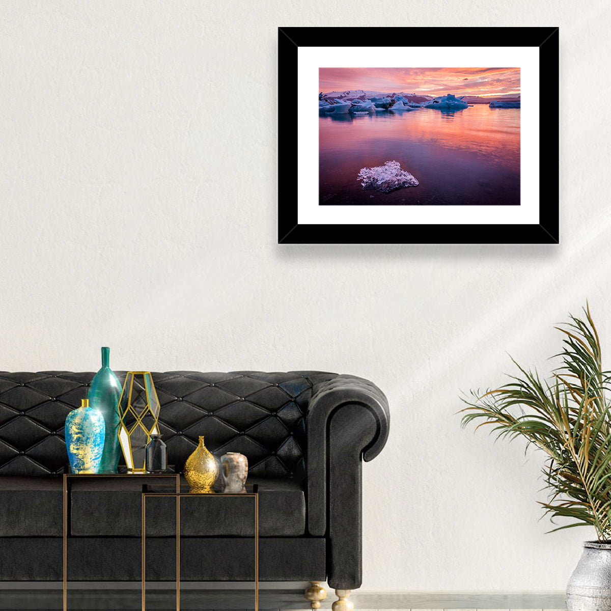 Jökulsárlón Dusk Lagoon Wall Art in a room, landscape