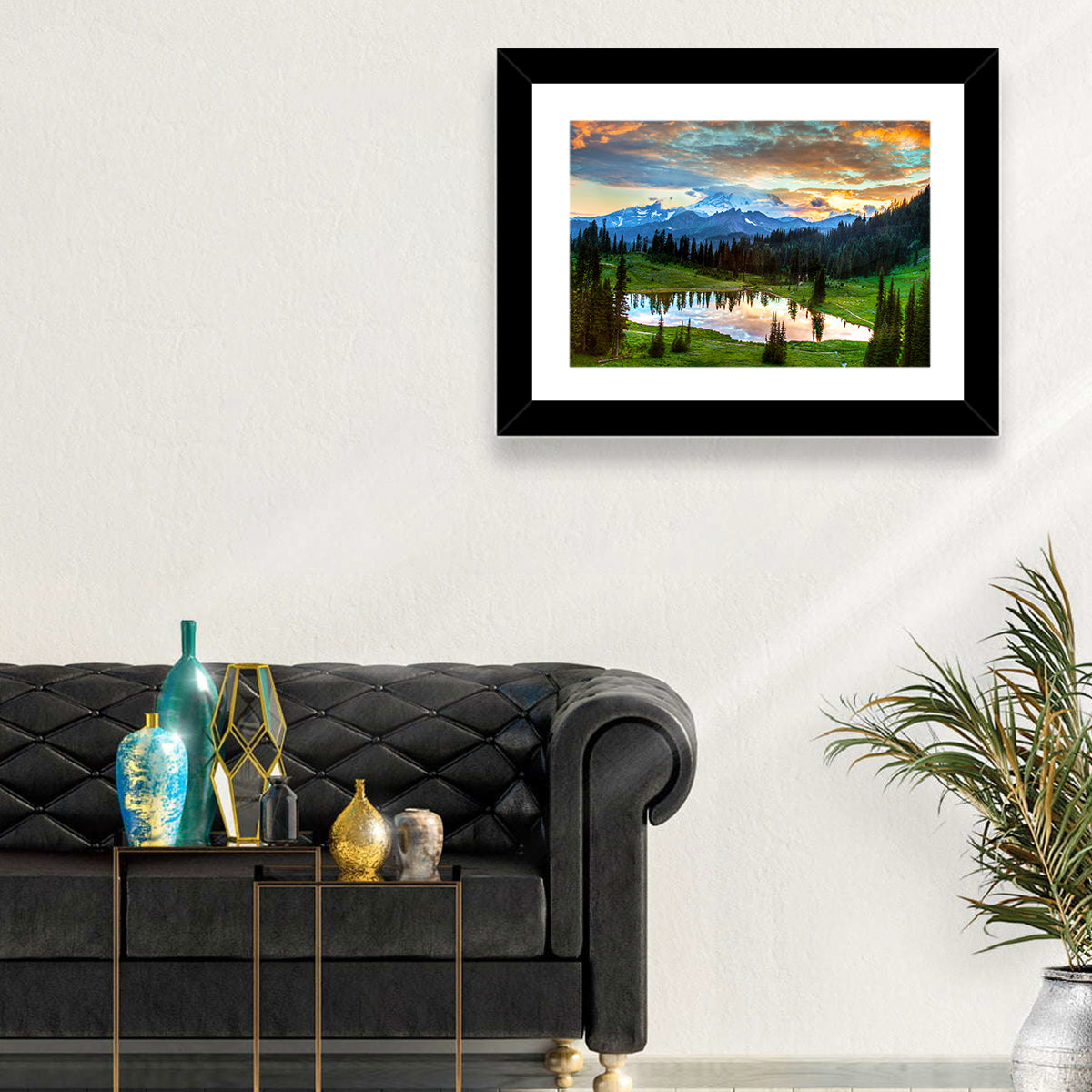 Mount Rainier Reflection at Tipsoo Lake Wall Art in a room, landscape
