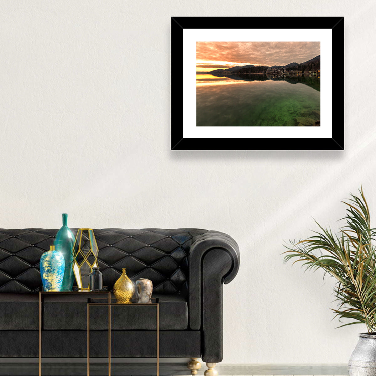 Fuschlsee Pier at Sunset Wall Art in a room, landscape