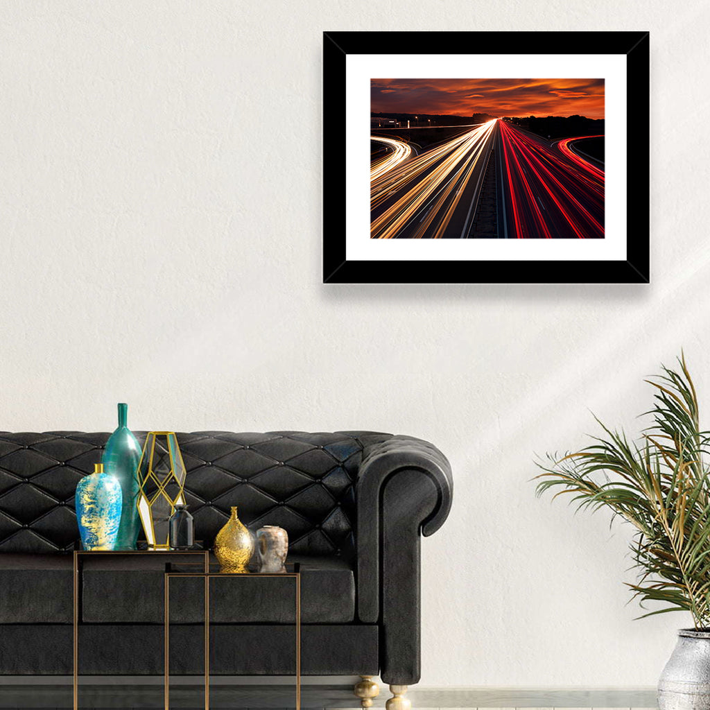 Sunset Highway Light Trails Wall Art